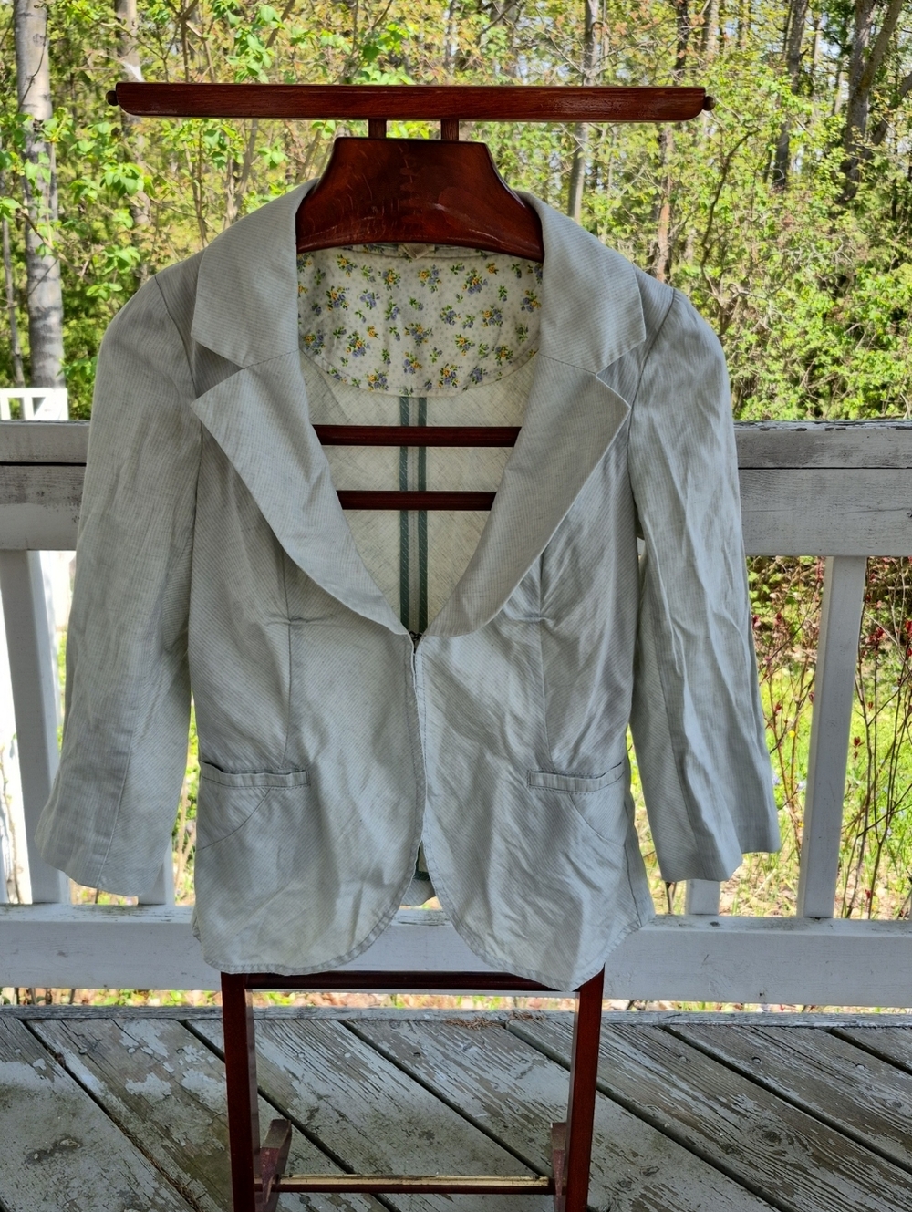 Free People Light Gray Women's Blazer with Floral Lining